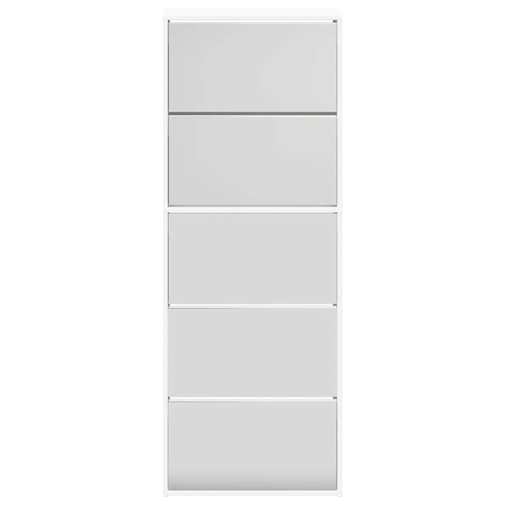 vidaXL Schuhschrank mit 5 Fächern Spiegel Weiß 63×17×169,5 cm