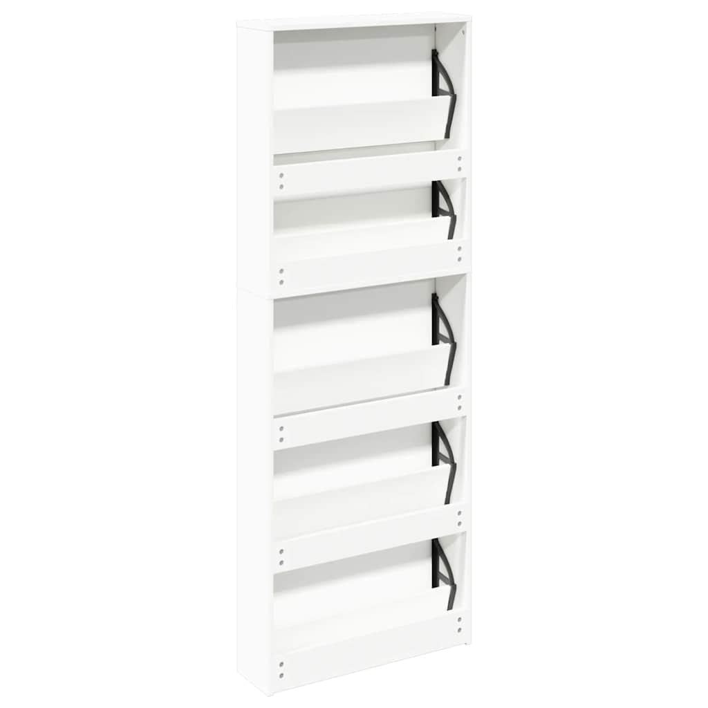 vidaXL Schuhschrank mit 5 Fächern Spiegel Weiß 63×17×169,5 cm