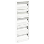 vidaXL Schuhschrank mit 5 Fächern Spiegel Weiß 63×17×169,5 cm