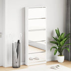 vidaXL Schuhschrank mit 5 Fächern Spiegel Weiß 63×17×169,5 cm