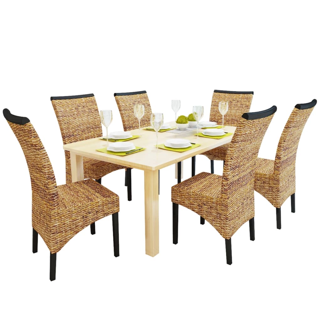 vidaXL Esszimmerstühle 6 Stk. Abaca und Mango Massivholz