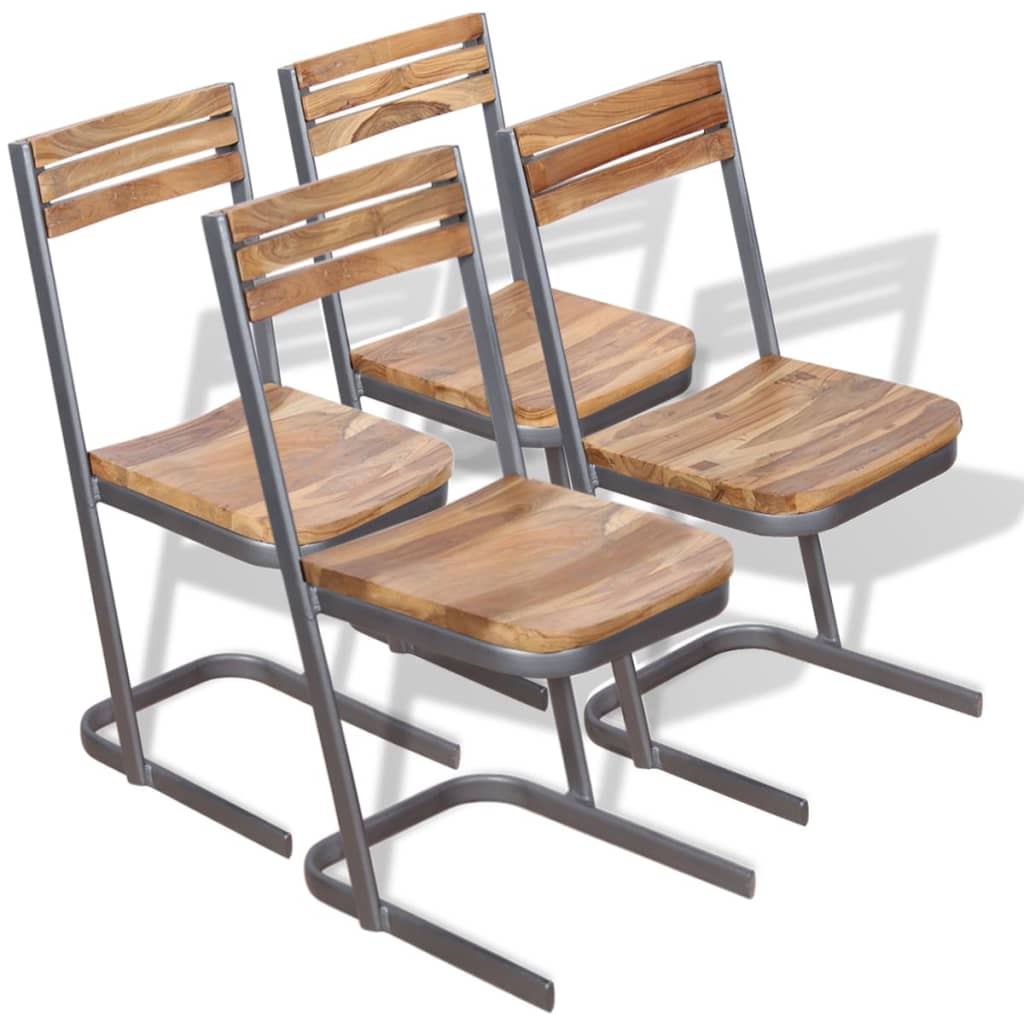 vidaXL Esszimmerstühle 4 Stk. Massivholz Teak