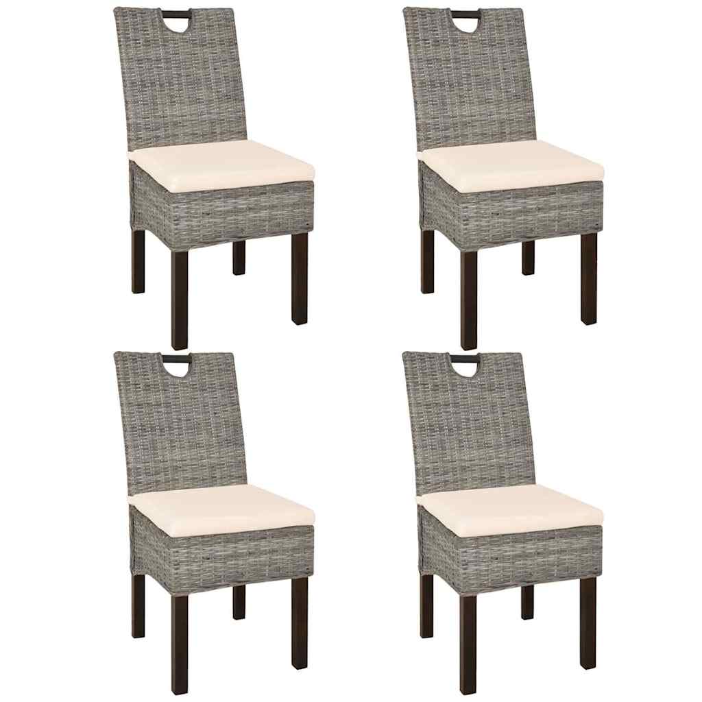 vidaXL Esszimmerstühle 4 Stk. Kubu-Rattan Mangoholz