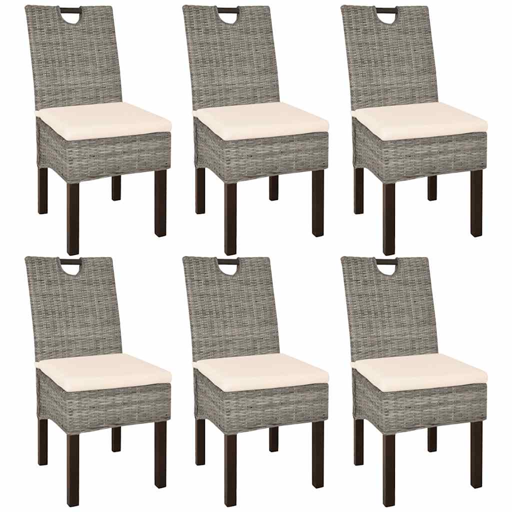 vidaXL Esszimmerstühle 6 Stk. Kubu-Rattan Mangoholz