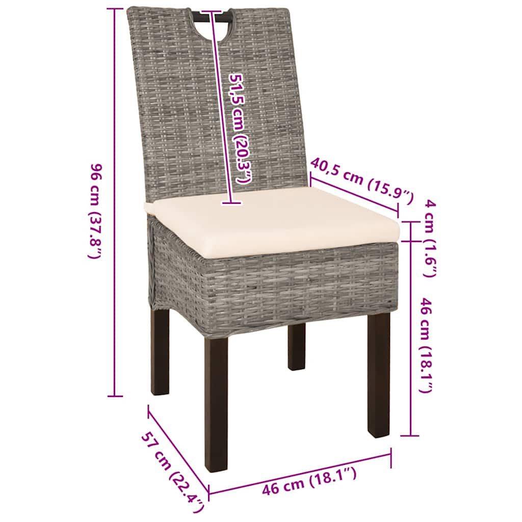 vidaXL Esszimmerstühle 6 Stk. Kubu-Rattan Mangoholz