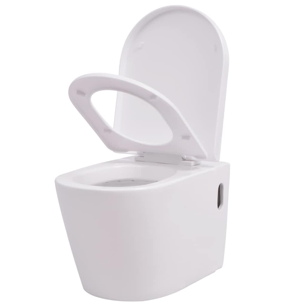 vidaXL Hänge-Toilette mit Einbau-Spülkasten Keramik Weiß
