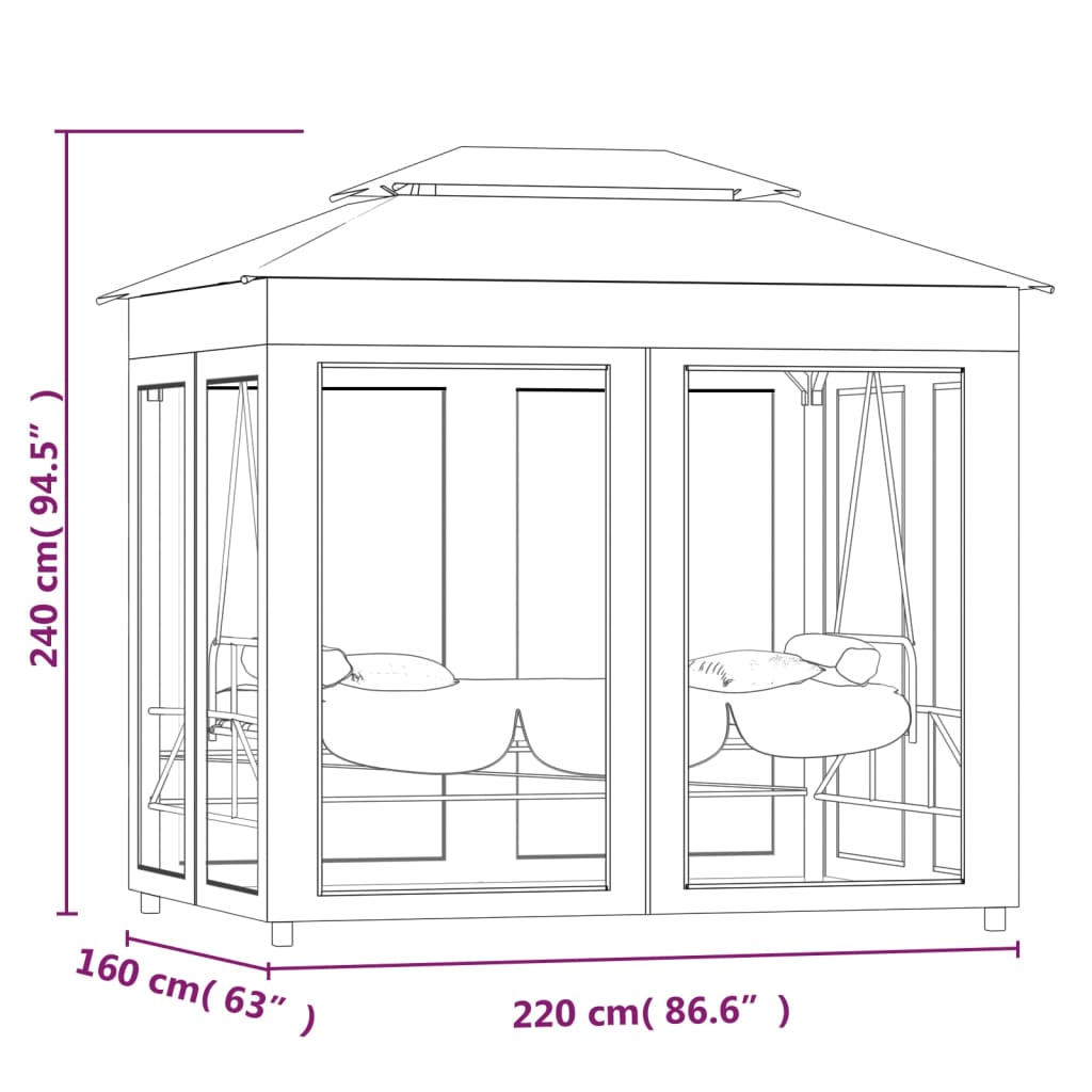 vidaXL Pavillon Umwandelbare Schaukelbank Cremeweiß