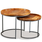 vidaXL Beistelltisch-Set 2 Stk. Mangoholz Massiv