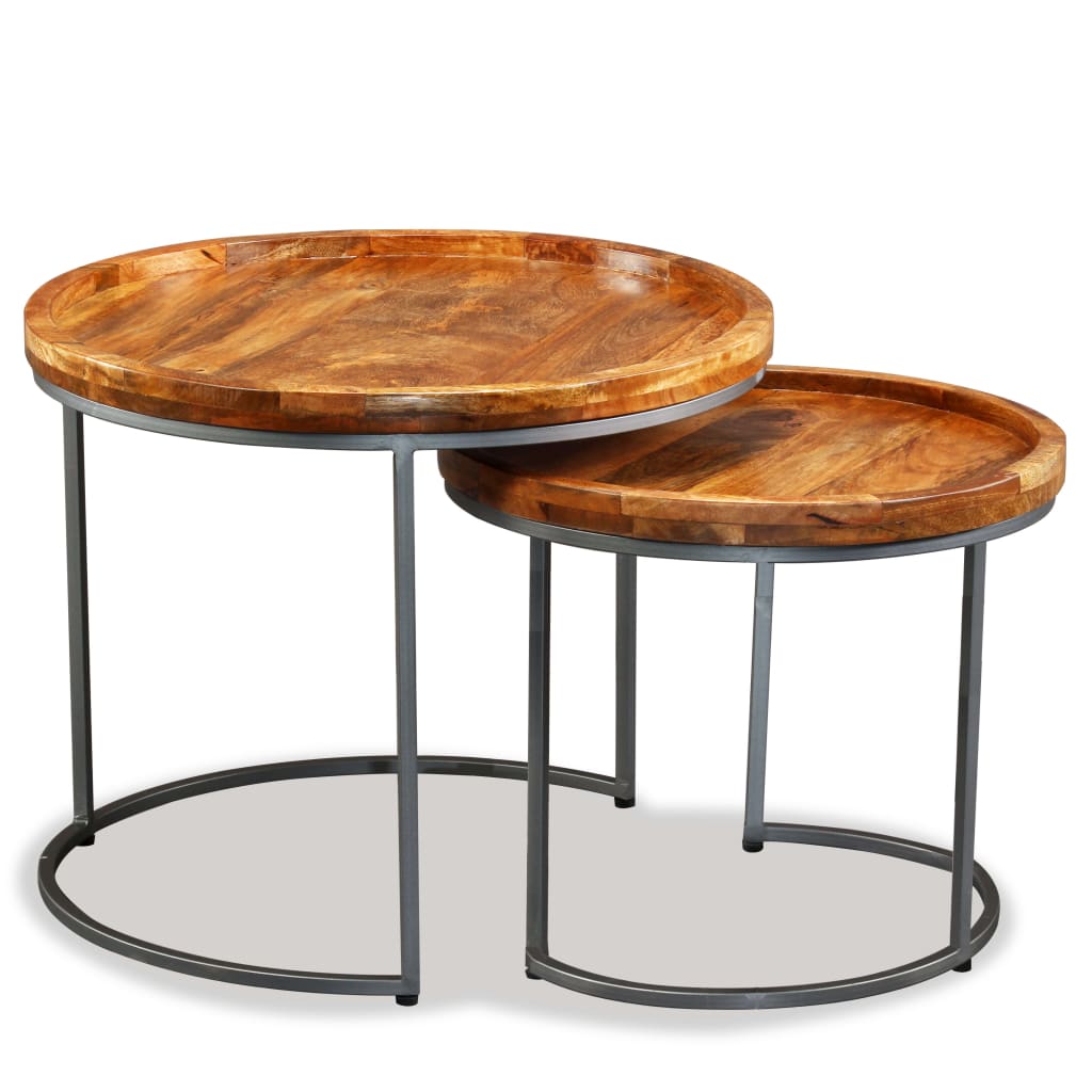 vidaXL Beistelltisch-Set 2 Stk. Mangoholz Massiv