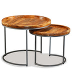 vidaXL Beistelltisch-Set 2 Stk. Mangoholz Massiv