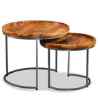 vidaXL Beistelltisch-Set 2 Stk. Mangoholz Massiv