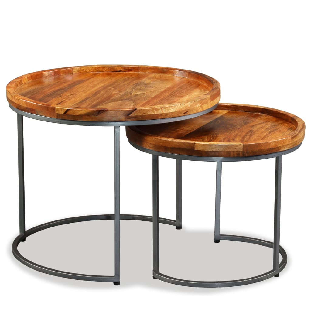 vidaXL Beistelltisch-Set 2 Stk. Mangoholz Massiv