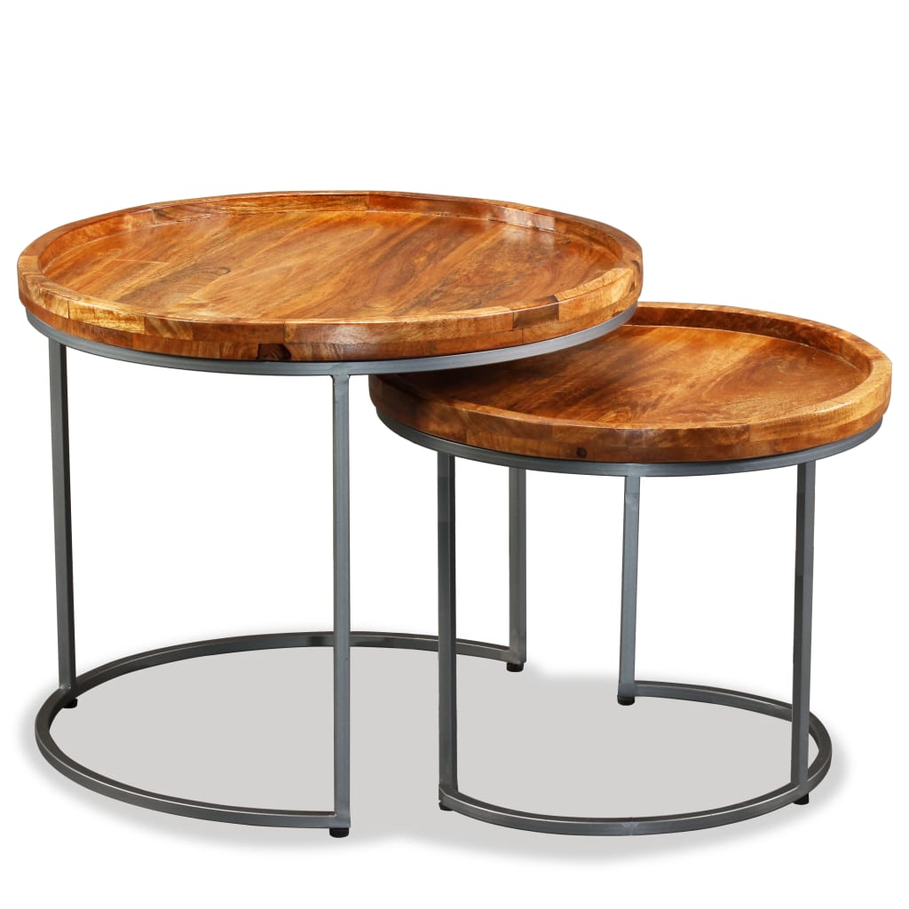 vidaXL Beistelltisch-Set 2 Stk. Mangoholz Massiv
