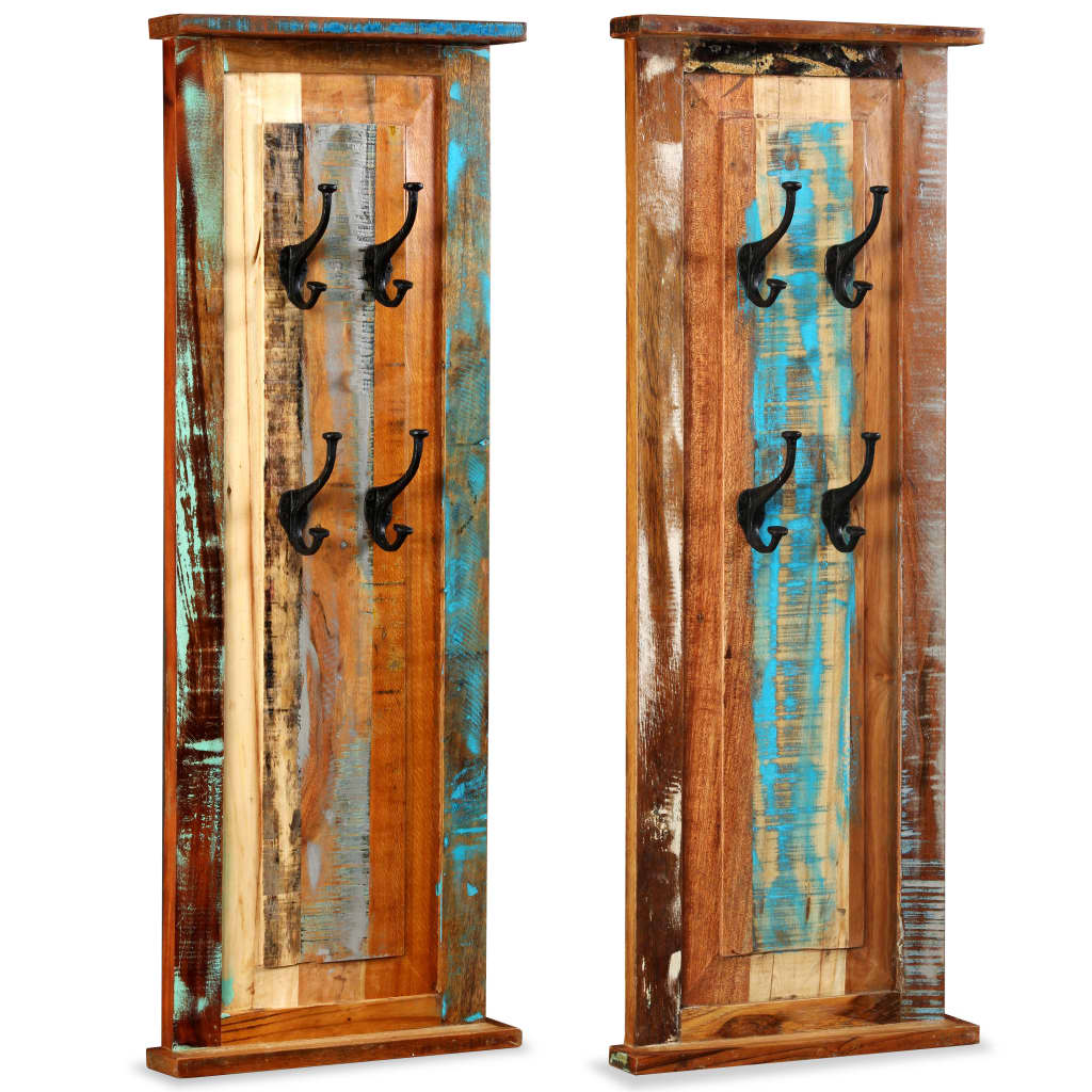 vidaXL Wandgarderobe 2 Stk. Altholz Massiv 38x100 cm