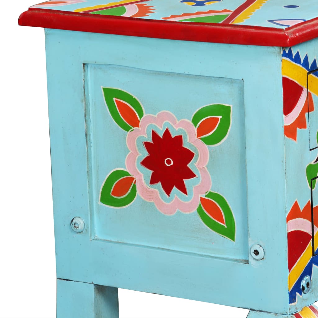 vidaXL Konsolentisch Massivholz Mango Blau Handbemalt