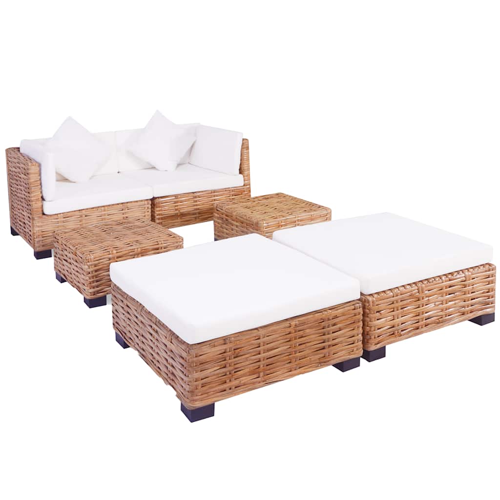 vidaXL Sofagarnitur 16-tlg. Natürliches Rattan