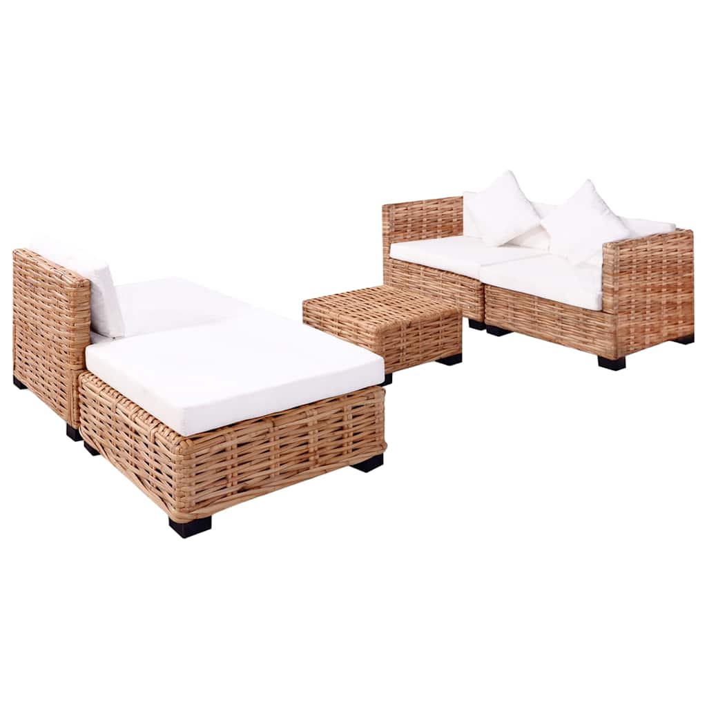 vidaXL Sofagarnitur 14-tlg. Natürliches Rattan