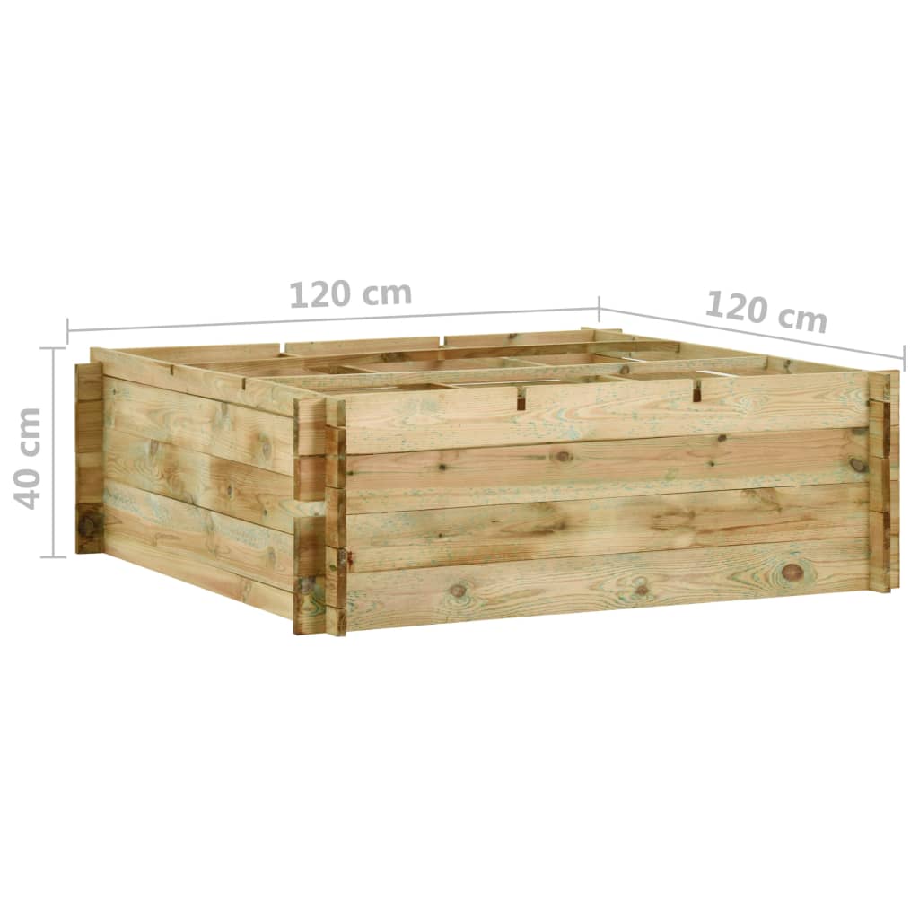 vidaXL Pflanzkübel Hochbeet Kiefernholz Imprägniert 120x120x40 cm