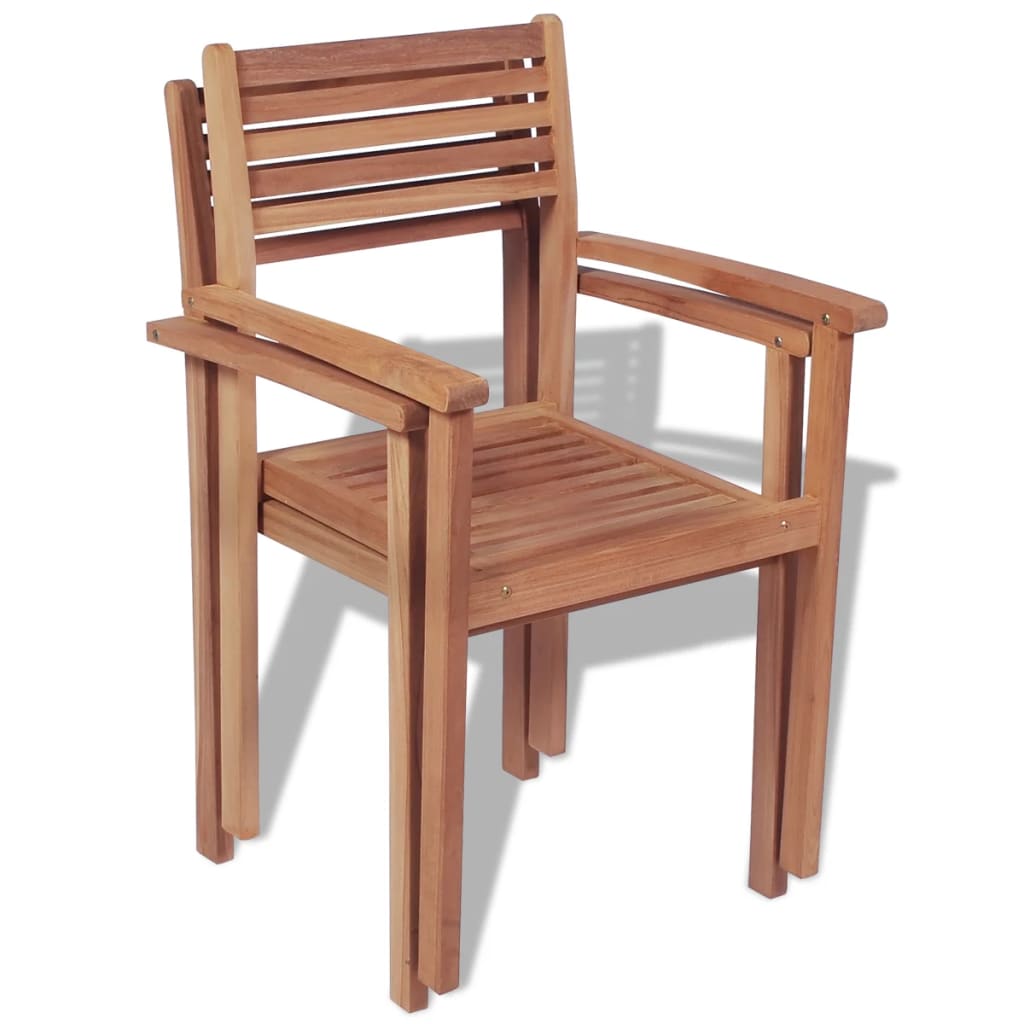 vidaXL Stapelbare Gartenstühle 2 Stk. Massivholz Teak