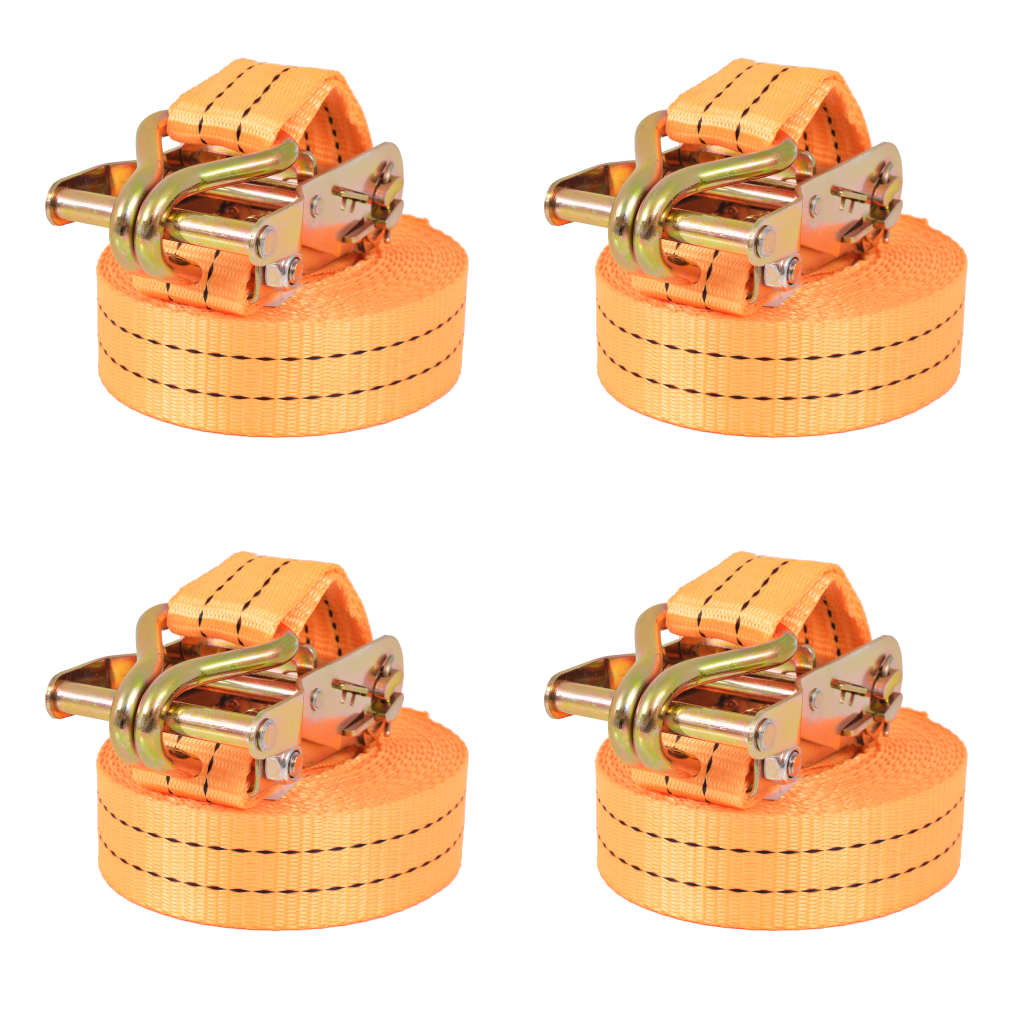 vidaXL Ratschen-Spanngurte 4 Stk. 1 Tonne 6m×38mm Orange