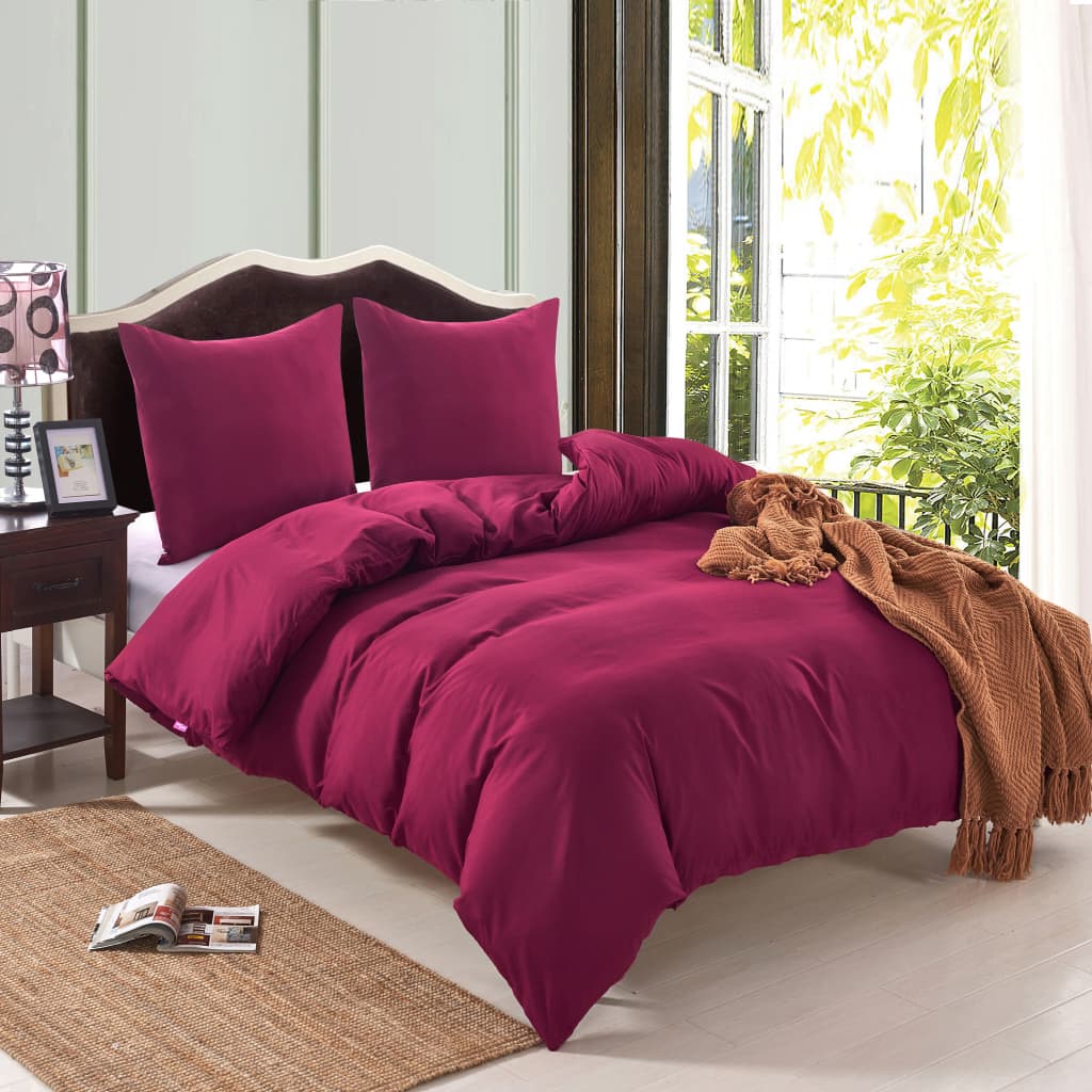 vidaXL Bettwäsche-Set Burgunderrot 155×220/80×80 cm