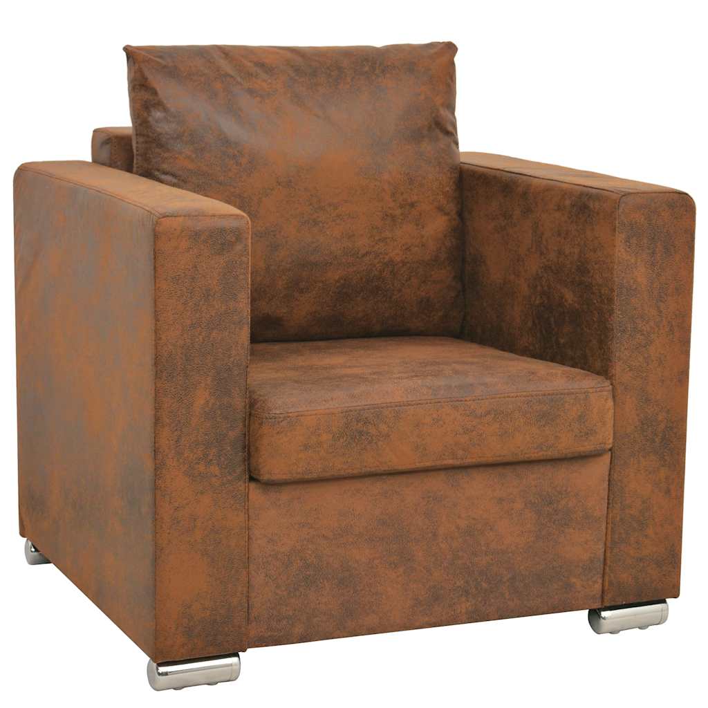 vidaXL Sessel Braun 82x73x82 cm Wildlederimitat