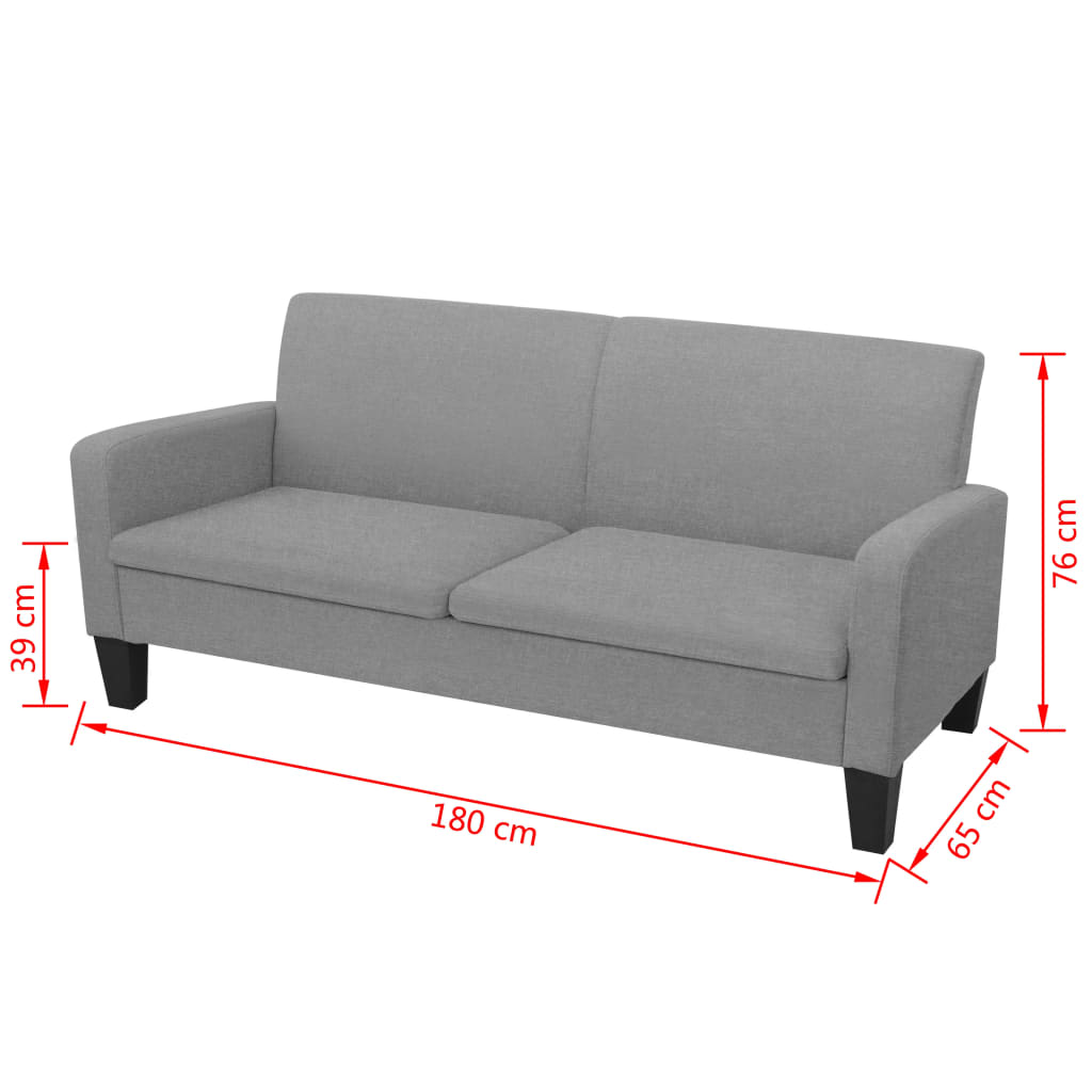 vidaXL Sofa 3-Sitzer 180x65x76 cm Hellgrau