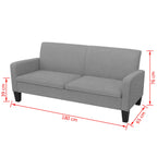 vidaXL Sofa 3-Sitzer 180x65x76 cm Hellgrau