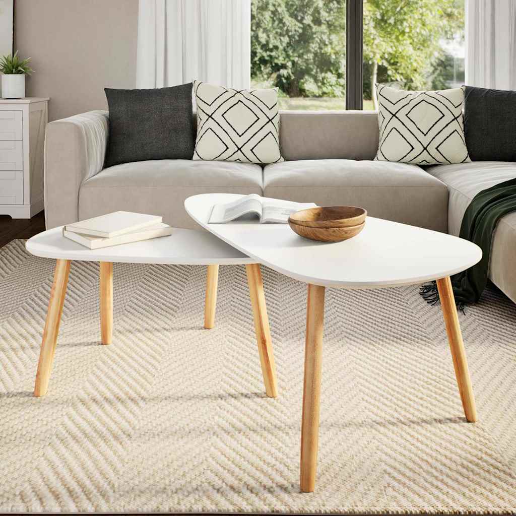 vidaXL 2-tlg. Couchtisch-Set Massivholz Kiefer Weiß