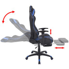 vidaXL Neigbarer Racing-Bürostuhl mit Fußstütze Blau