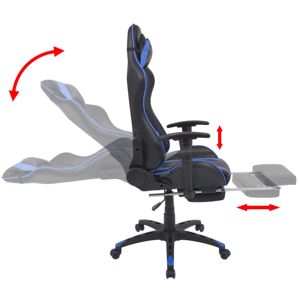 vidaXL Neigbarer Racing-Bürostuhl mit Fußstütze Blau