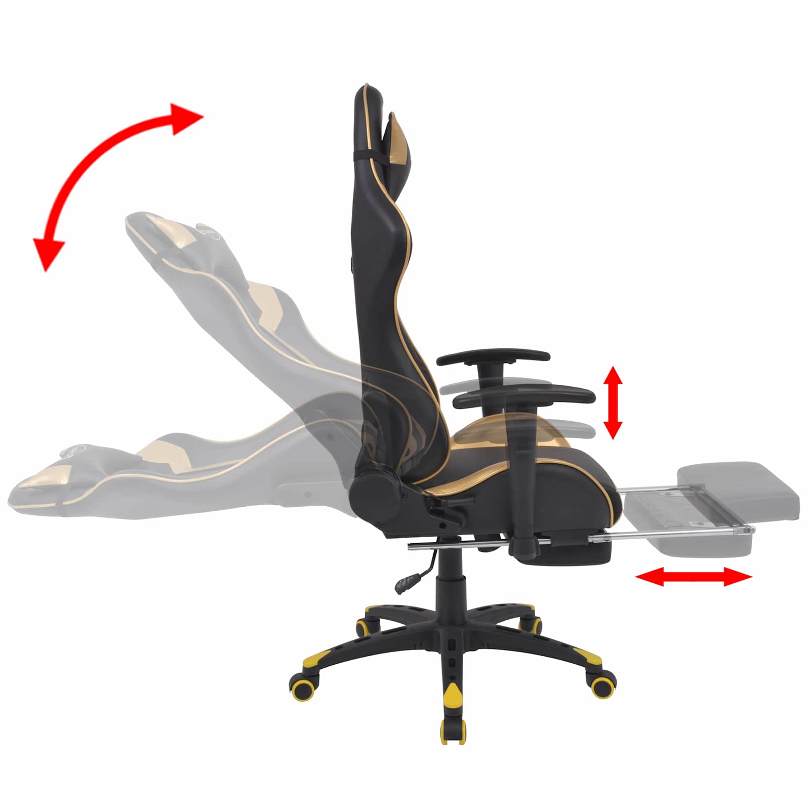 vidaXL Gaming Stuhl Gold 70 x 71 x 136 cm Kunstleder