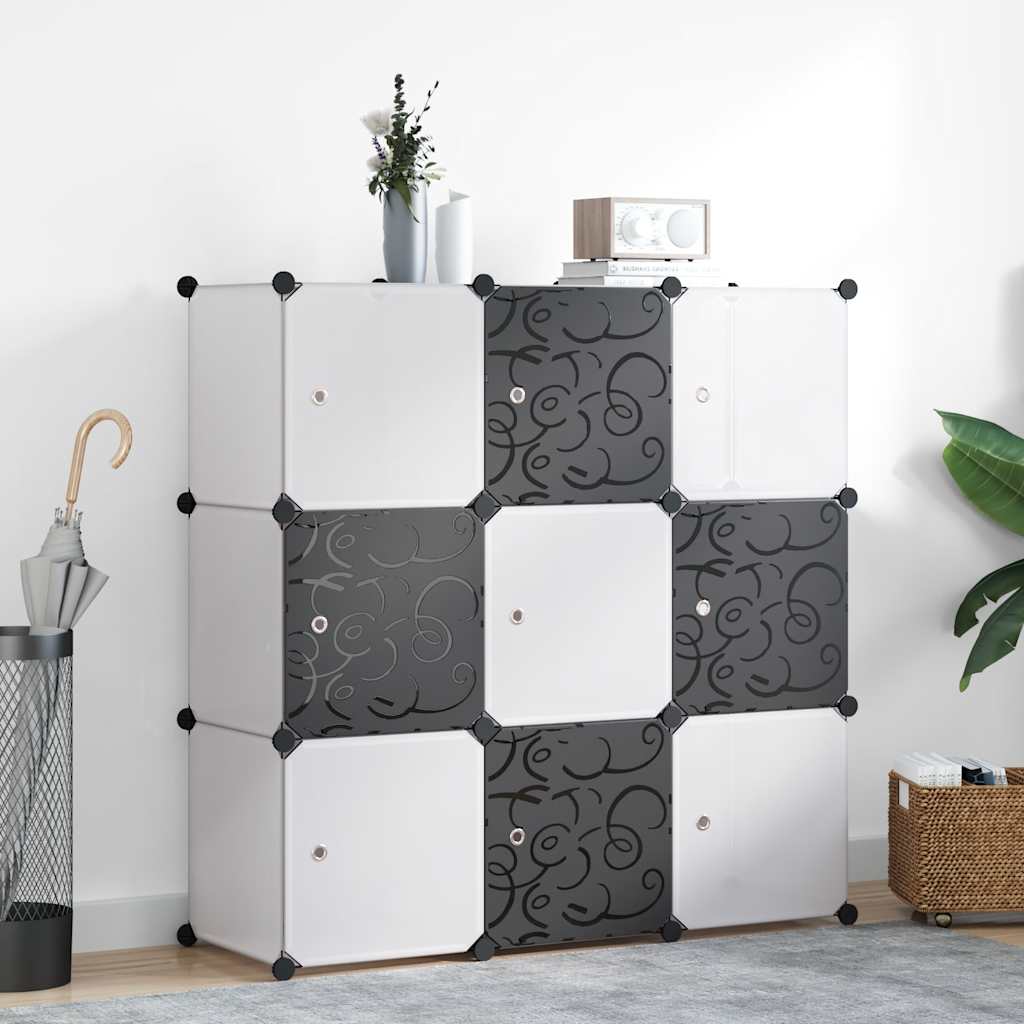 vidaXL Regalsystem Würfelregal mit 9 Fächern Schwarz und Weiß