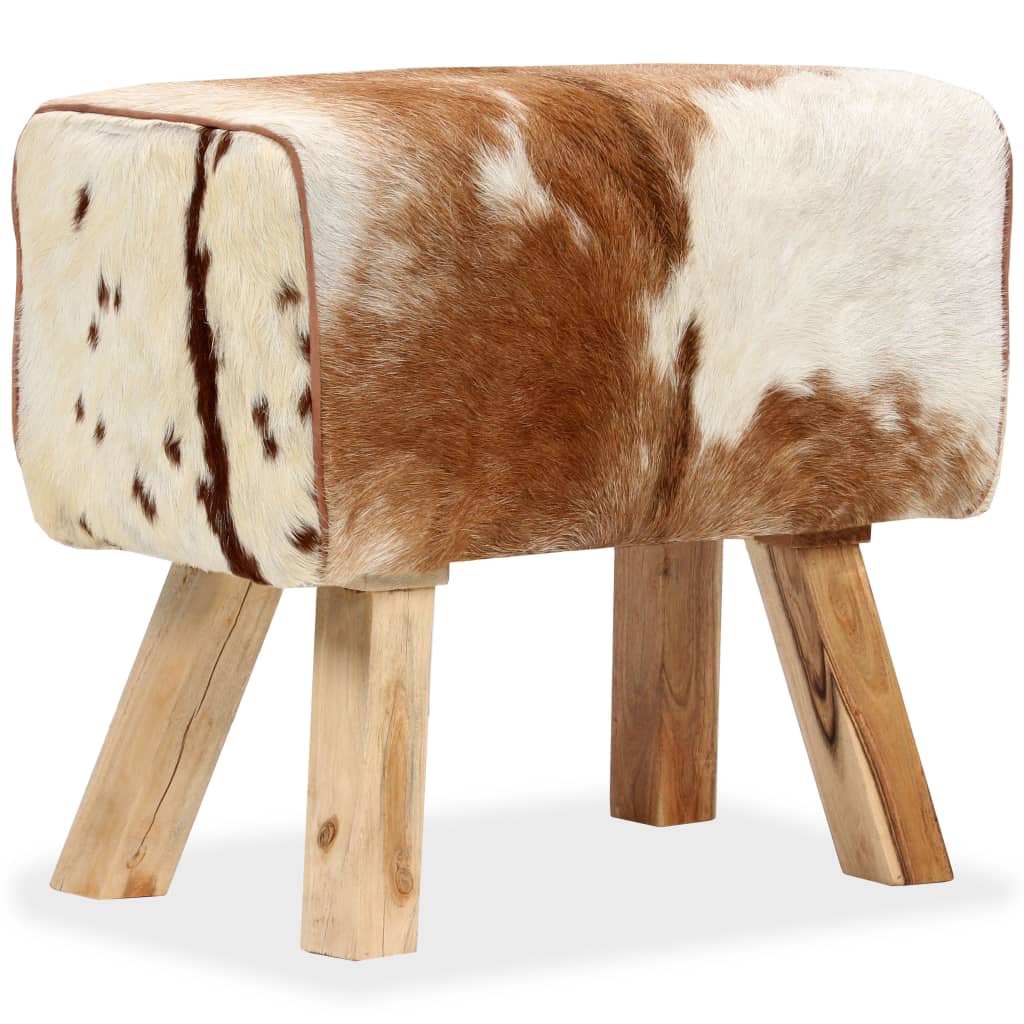 vidaXL Hocker Echtes Ziegenleder Braun 60 x 30 x 50 cm
