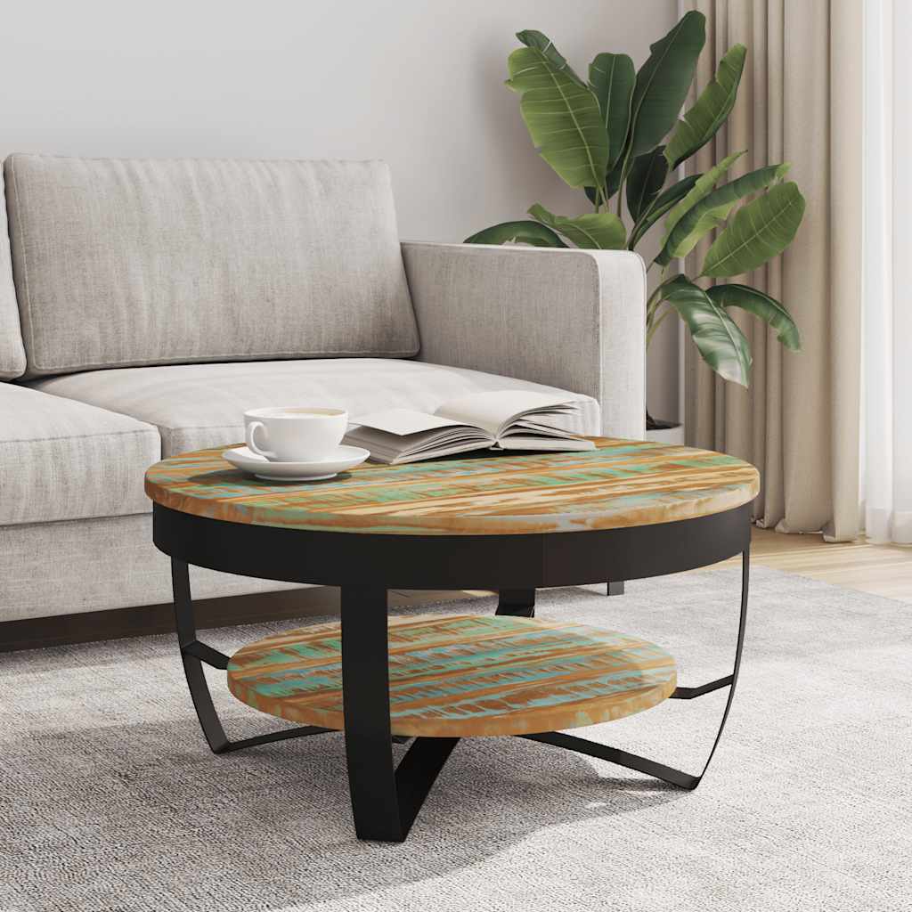 vidaXL Couchtisch mit Ablage Altholz Massiv 65x32 cm