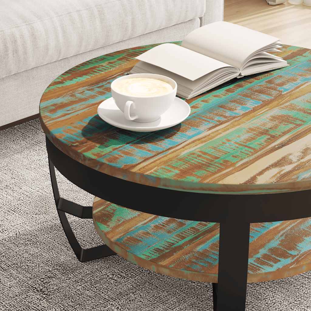 vidaXL Couchtisch mit Ablage Altholz Massiv 65x32 cm