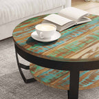 vidaXL Couchtisch mit Ablage Altholz Massiv 65x32 cm