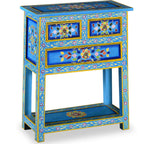 vidaXL Sideboard mit Schubladen Massivholz Mango Türkis Handbemalt