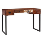 vidaXL Schreibtisch Massivholz Akazie und Echtleder 117x50x76 cm