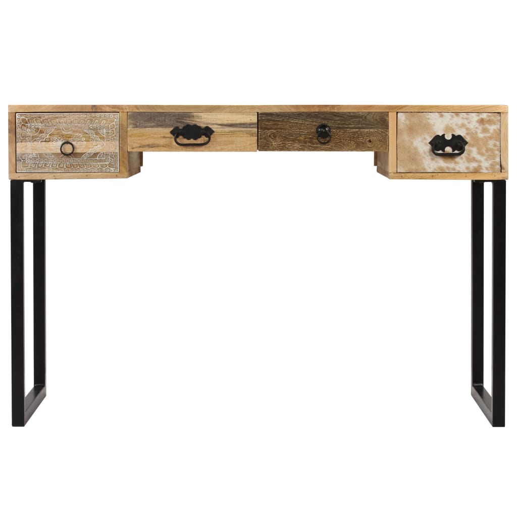 vidaXL Schreibtisch Mangoholz Massiv und Echtleder 117x50x76 cm