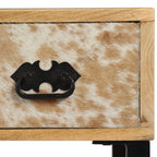 vidaXL Schreibtisch Mangoholz Massiv und Echtleder 117x50x76 cm