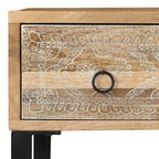 vidaXL Schreibtisch Mangoholz Massiv und Echtleder 117x50x76 cm