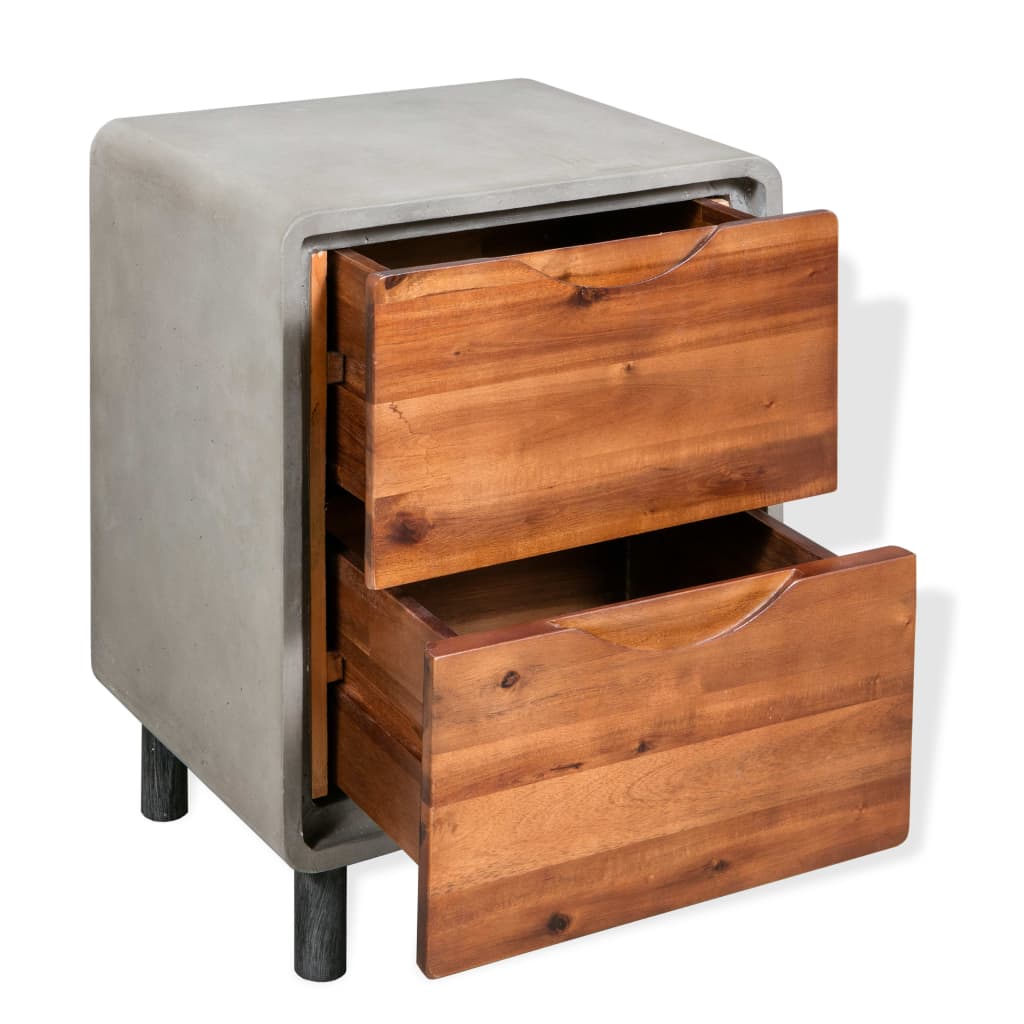 vidaXL Nachttisch Beton Massivholz Akazie 40x30x50 cm