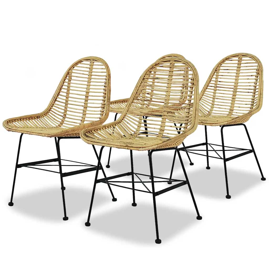 vidaXL Esszimmerstühle 4 Stk. Natur Rattan