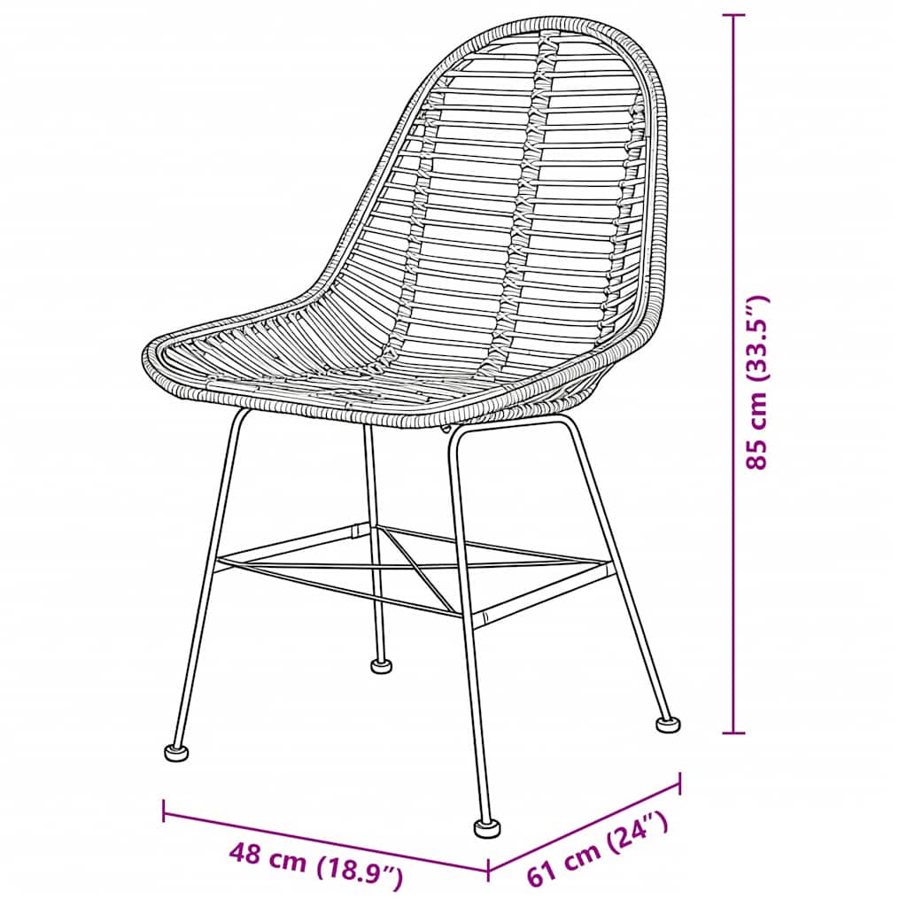 vidaXL Esszimmerstühle 4 Stk. Natur Rattan