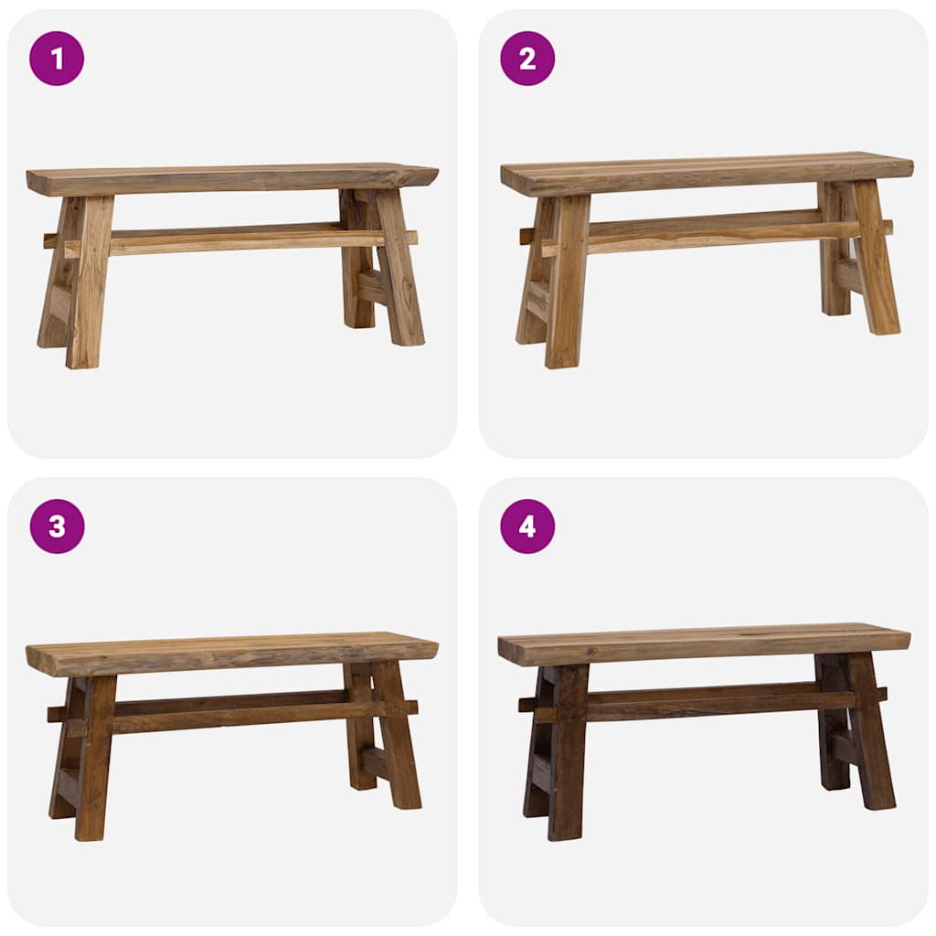vidaXL Bank Gemischtes Altholz und Massivholz Teak 100x28x43 cm