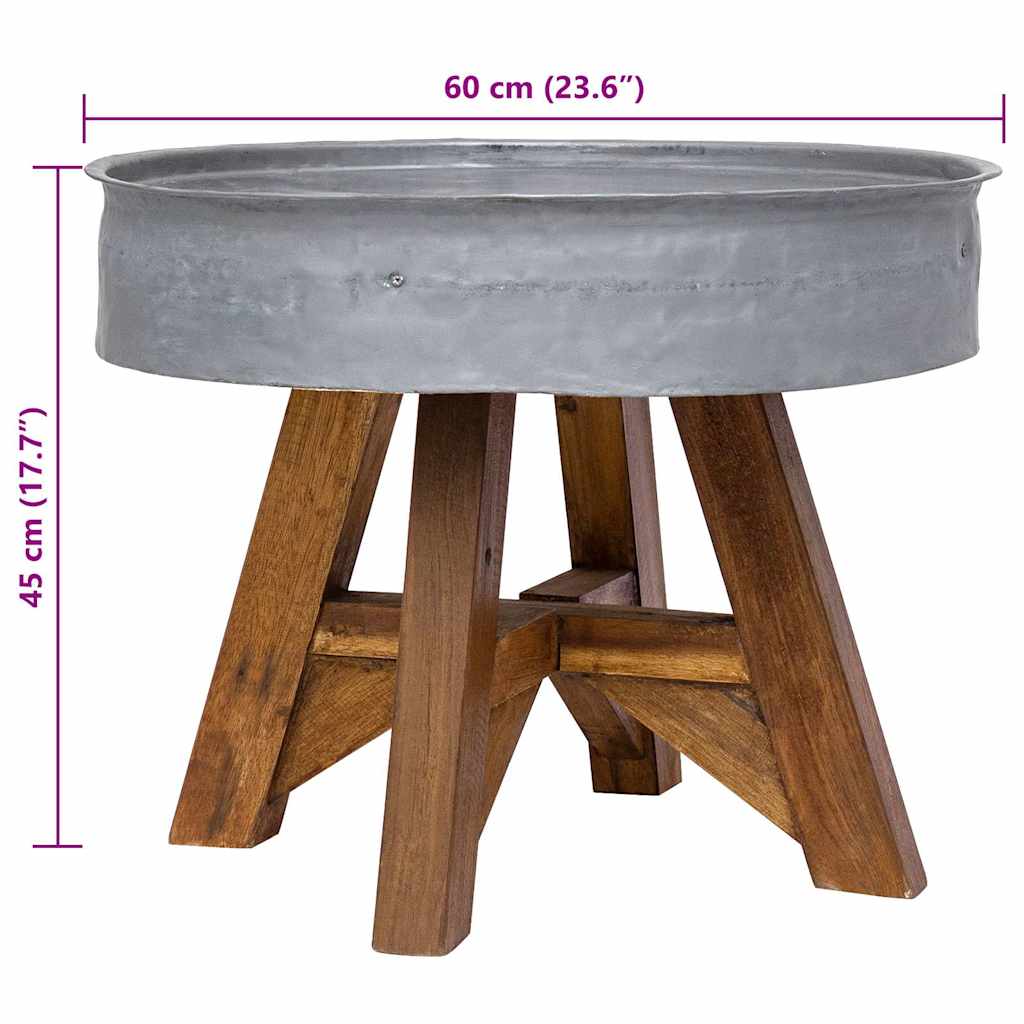 vidaXL Couchtisch Gemischtes Altholz 60x45 cm Silbern