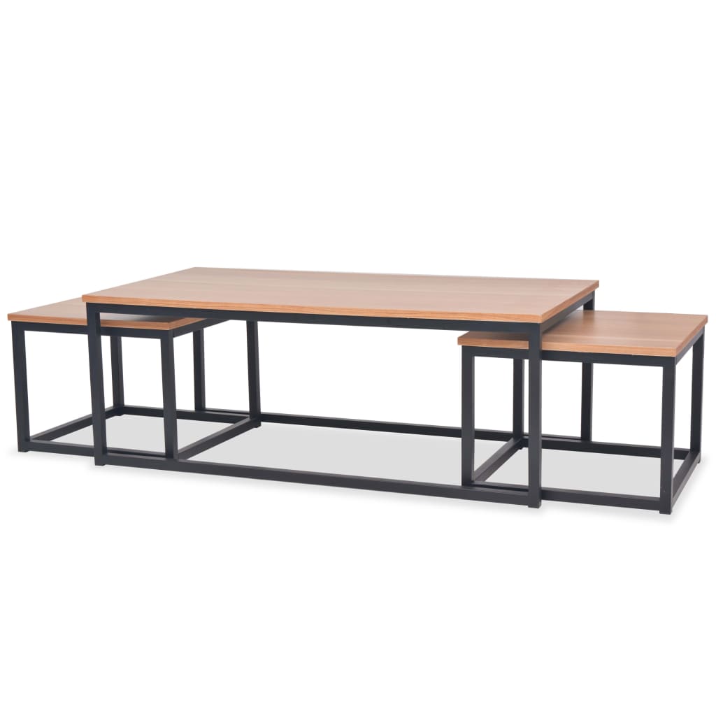 vidaXL 3-tlg. Couchtisch-Set Eschenholz