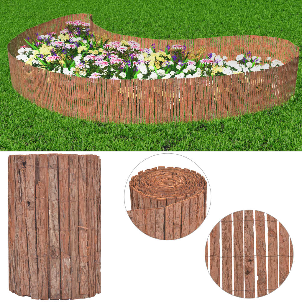 vidaXL Gartenzaun Rinde 1000×30 cm