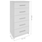 vidaXL Hochkommode Holzwerkstoff 41x35x106 cm Weiß